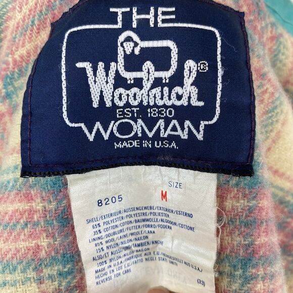 Vintage 80's Woolrich Blue Plaid Lined Winter Parka Field Jacket Hooded Medium - Picture 12 of 13